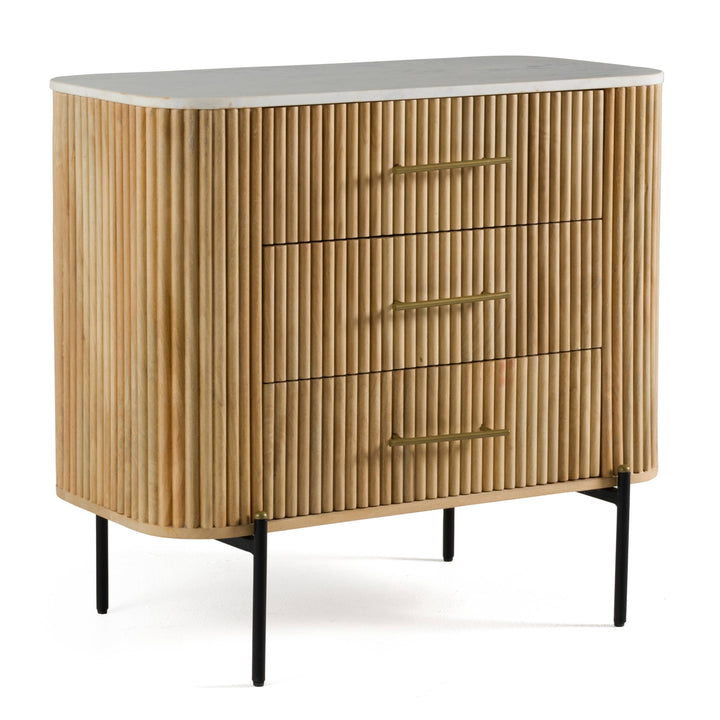 Cambridge White Marble &amp; Mango 3 Drawer Dresser