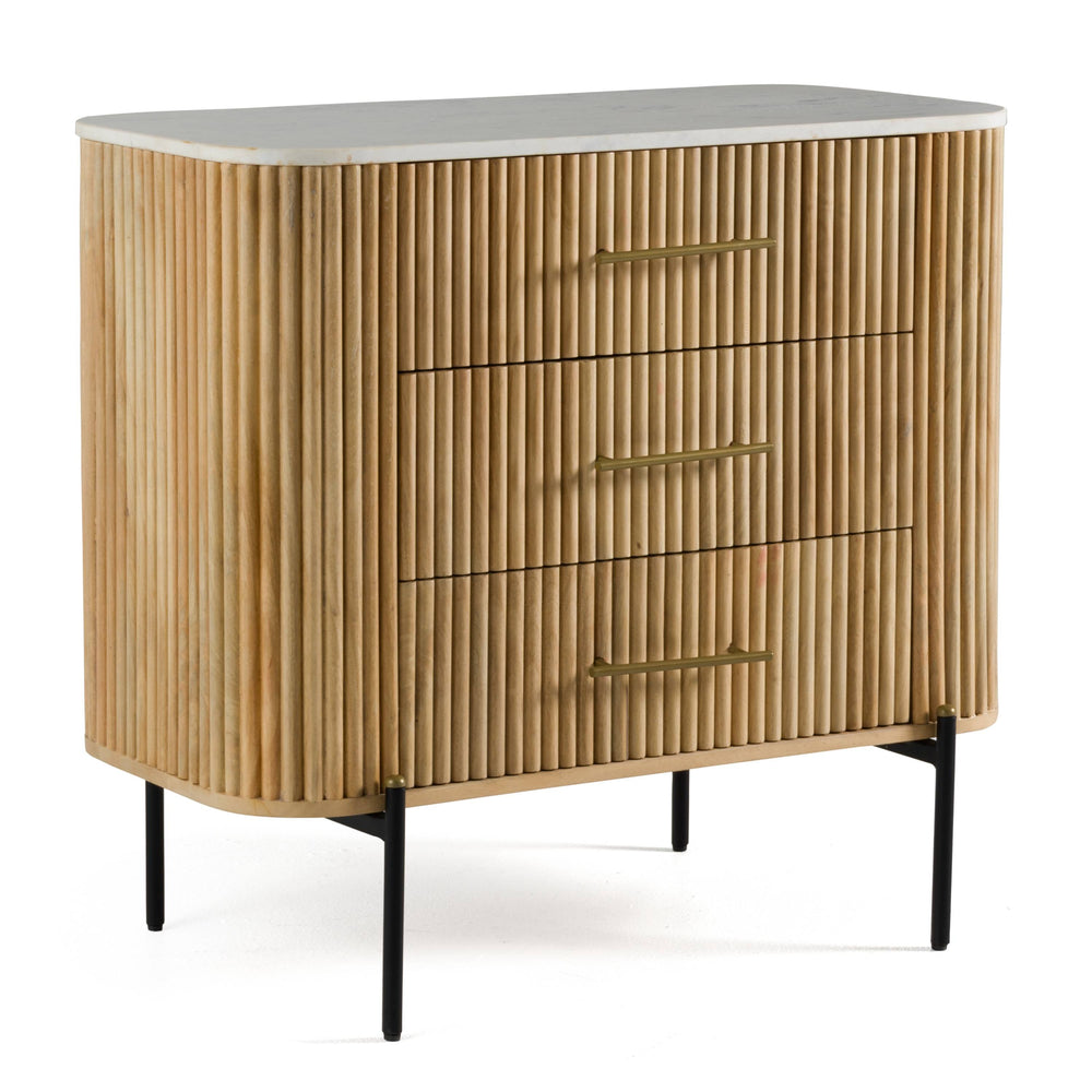 Cambridge White Marble & Mango 3 Drawer Dresser - View 4