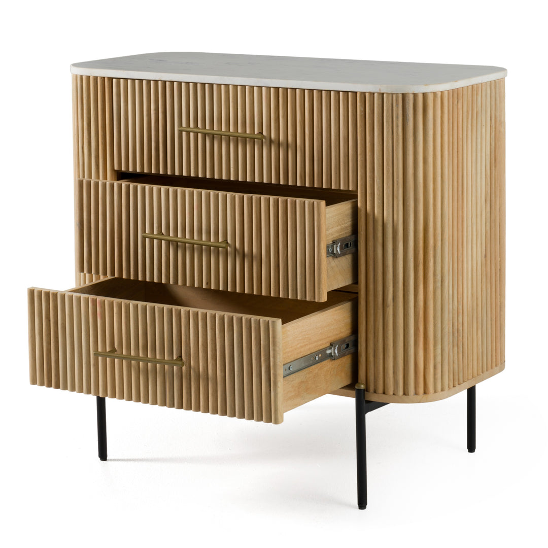 Cambridge White Marble & Mango 3 Drawer Dresser