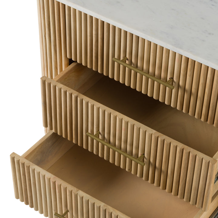 Cambridge White Marble &amp; Mango 3 Drawer Dresser