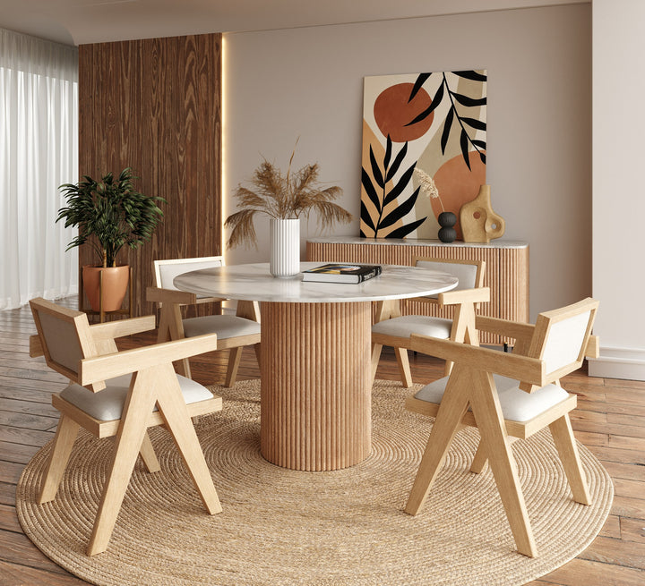 Cambridge White Marble &amp; Mango Round Dining Table