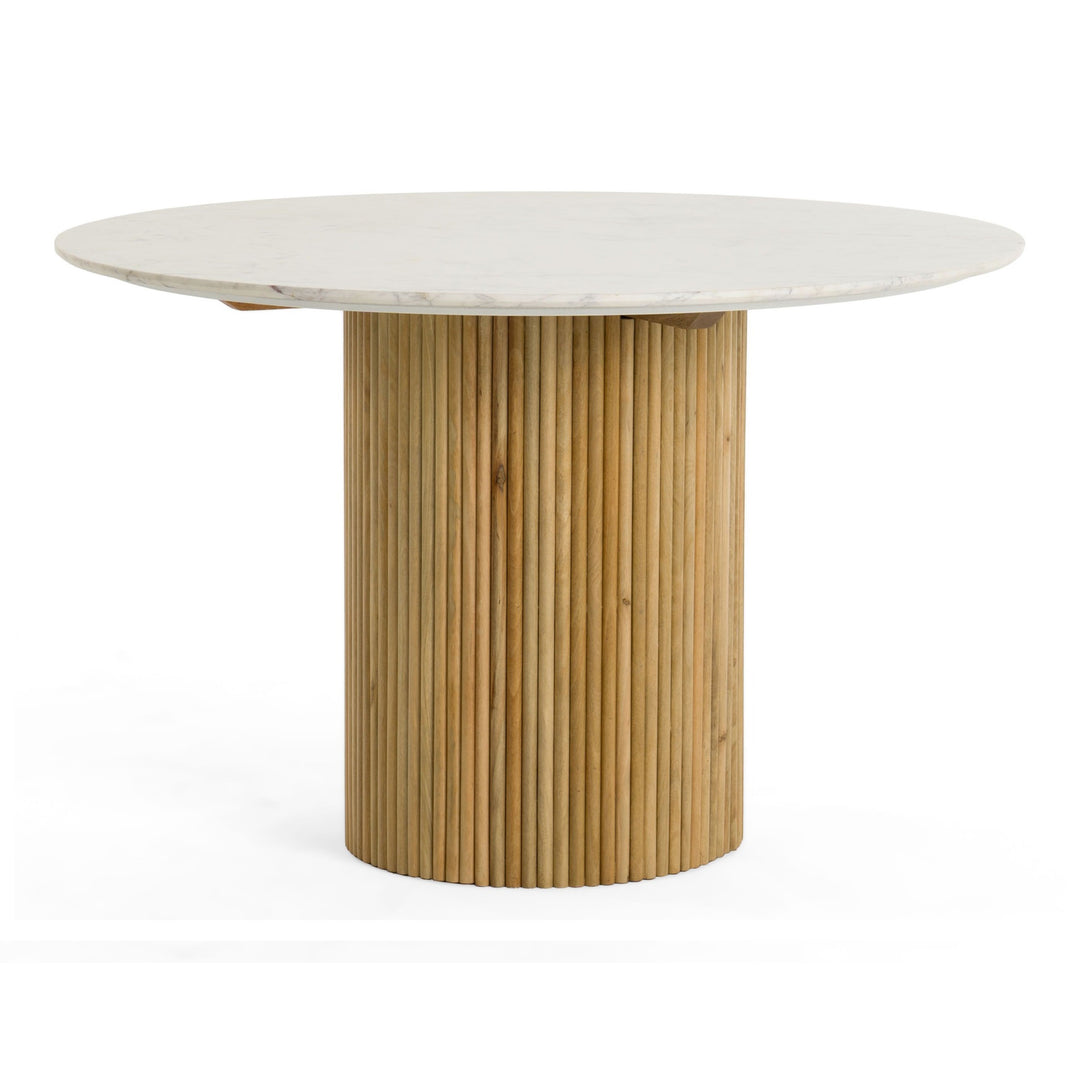 Cambridge White Marble & Mango Round Dining Table