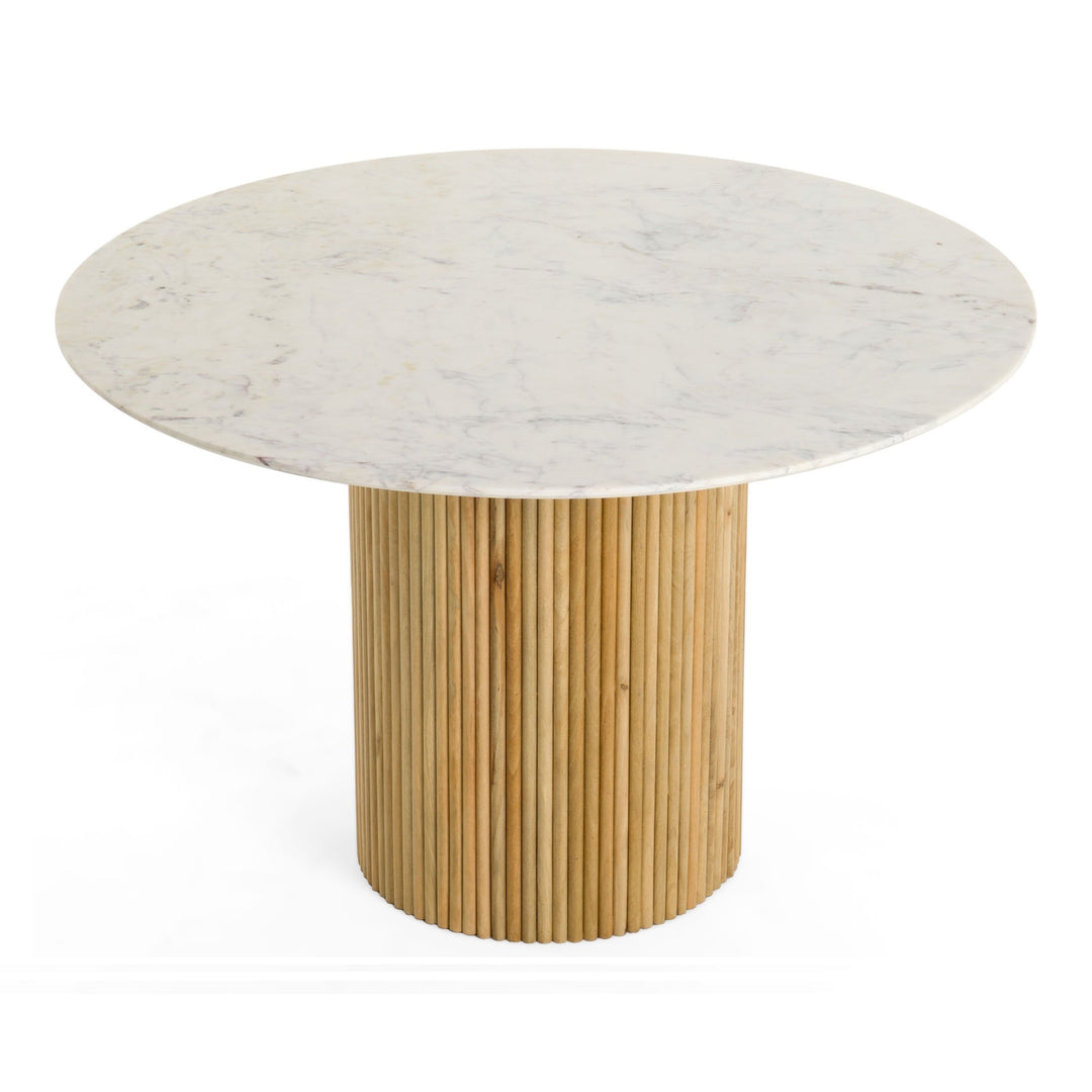 Cambridge White Marble & Mango Round Dining Table