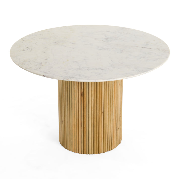Cambridge White Marble & Mango Round Dining Table