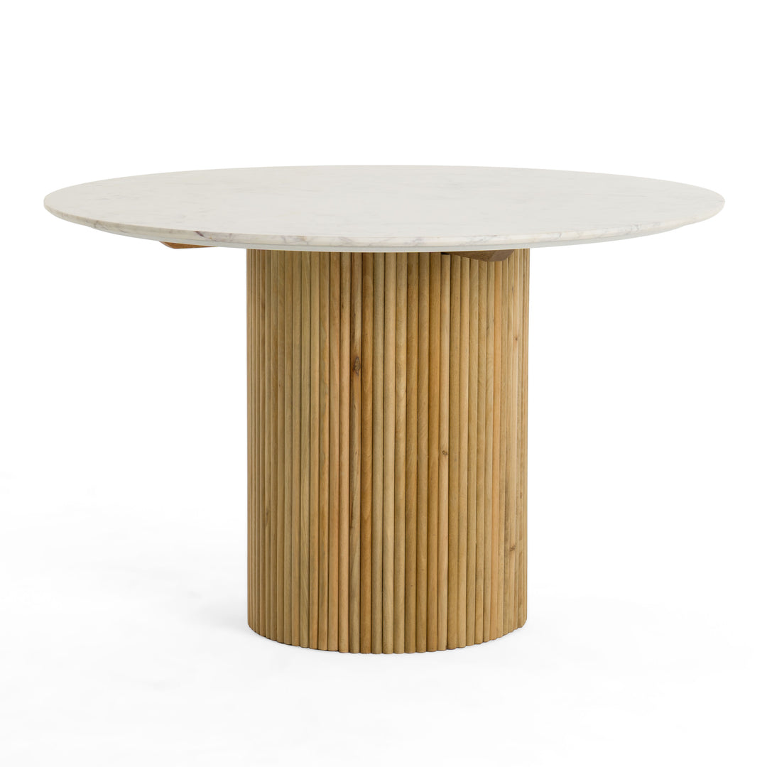 Cambridge White Marble & Mango Round Dining Table