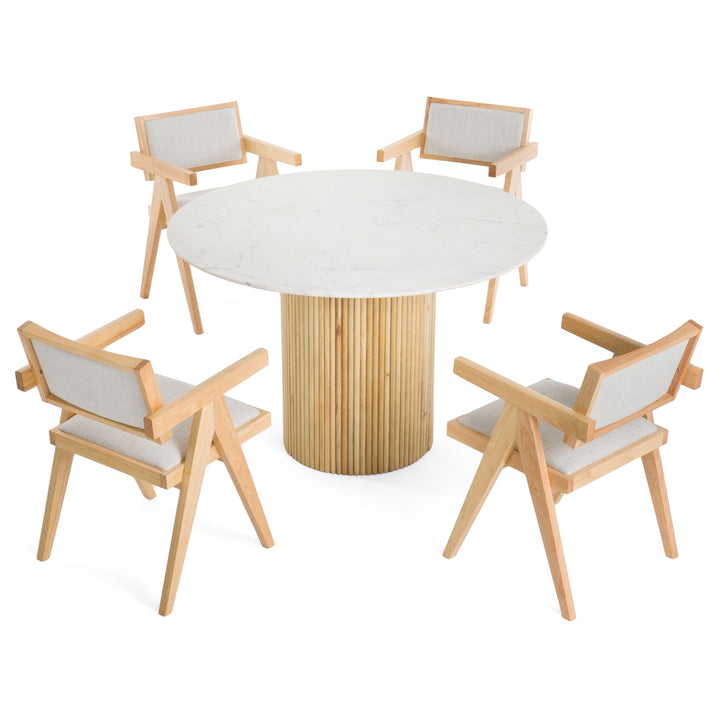 Cambridge White Marble &amp; Mango Round Dining Table - View 5