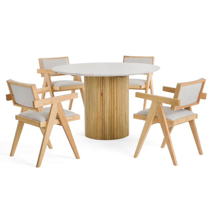 Cambridge White Marble &amp; Mango Round Dining Table