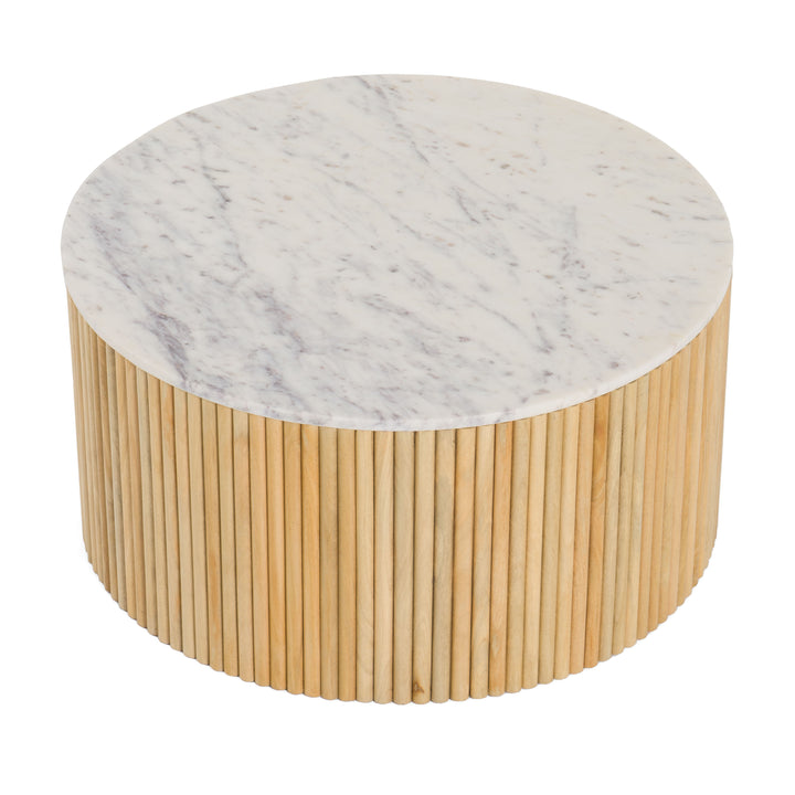 Cambridge White Marble & Mango Round Coffee Table