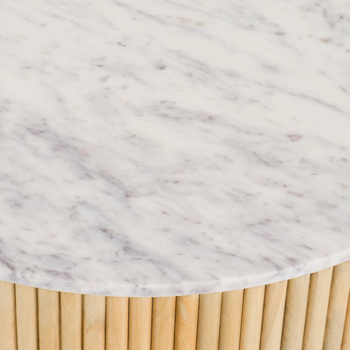 Cambridge White Marble  and  Mango Round Coffee Table