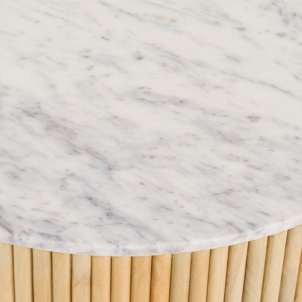 Cambridge White Marble & Mango Round Coffee Table - View 4