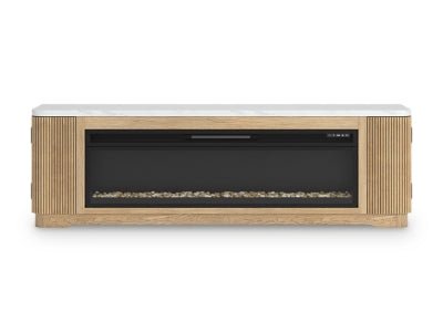 Camdill 80" TV Stand with Electric Fireplace - Light Brown Fireplace TV Stand modern furniture Contempo Furniture