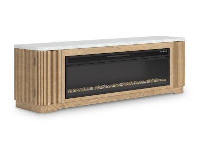 Camdill 80" TV Stand with Electric Fireplace - Light Brown Fireplace TV Stand modern furniture Contempo Furniture