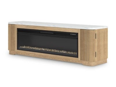 Camdill 80" TV Stand with Electric Fireplace - Light Brown Fireplace TV Stand modern furniture Contempo Furniture