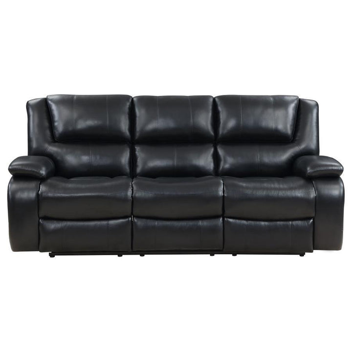 Camila - 2 Piece Upholstered Motion Reclining Sofa Set - Black Reclining Sofa &amp; Loveseat modern furniture Contempo Furniture