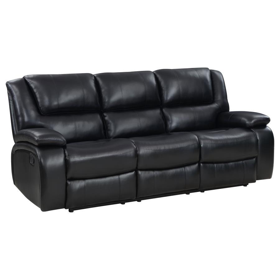 Camila - 2 Piece Upholstered Motion Reclining Sofa Set - Black Reclining Sofa & Loveseat modern furniture Contempo Furniture