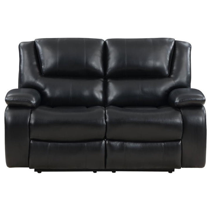 Camila - 2 Piece Upholstered Motion Reclining Sofa Set - Black Reclining Sofa &amp; Loveseat modern furniture Contempo Furniture