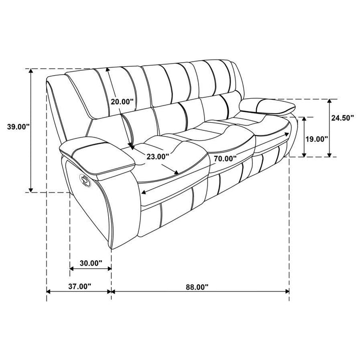 Camila - 2 Piece Upholstered Motion Reclining Sofa Set - Black Reclining Sofa &amp; Loveseat modern furniture Contempo Furniture