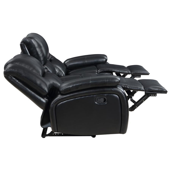 Camila - 2 Piece Upholstered Motion Reclining Sofa Set - Black Reclining Sofa &amp; Loveseat modern furniture Contempo Furniture