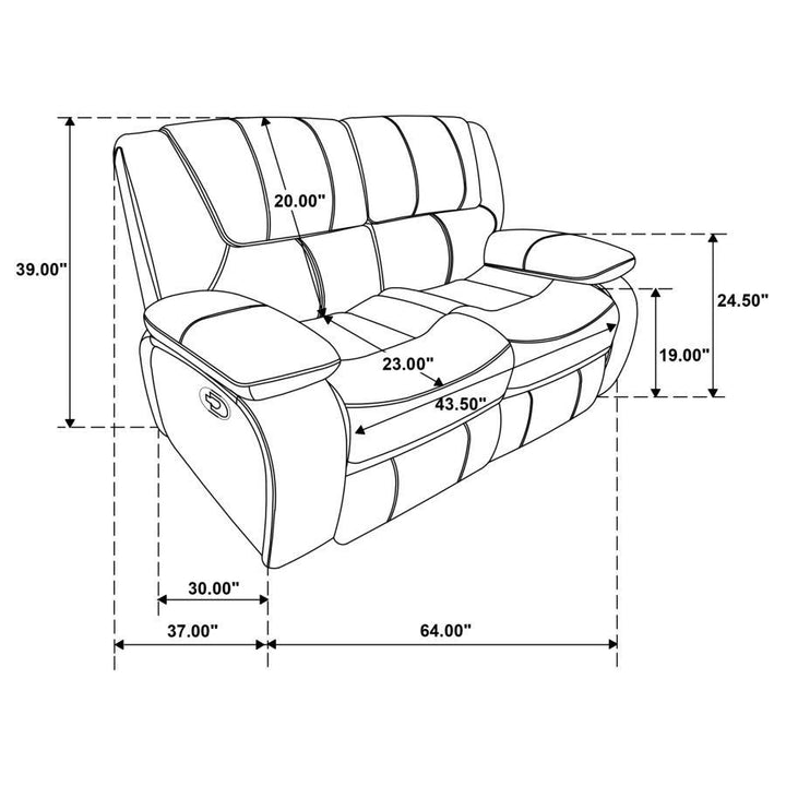 Camila - Upholstered Motion Reclining Loveseat - Black Reclining Loveseat modern furniture Contempo Furniture
