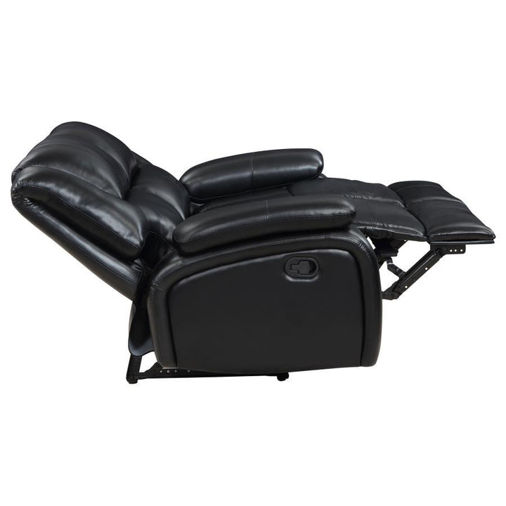 Camila - Upholstered Motion Reclining Loveseat - Black Reclining Loveseat modern furniture Contempo Furniture
