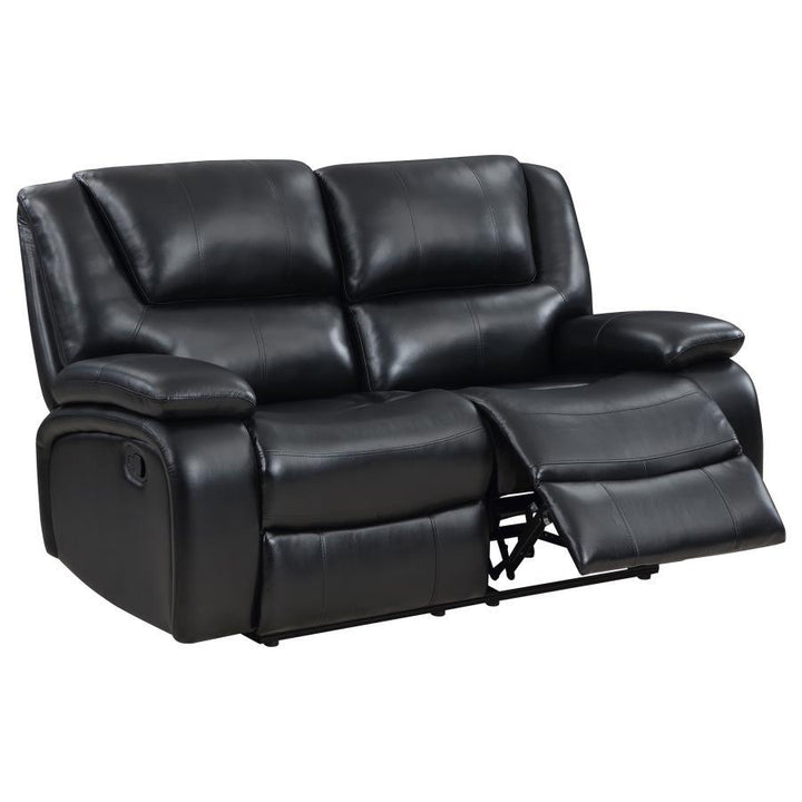 Camila - Upholstered Motion Reclining Loveseat - Black Reclining Loveseat modern furniture Contempo Furniture