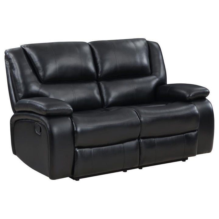 Camila - Upholstered Motion Reclining Loveseat - Black Reclining Loveseat modern furniture Contempo Furniture