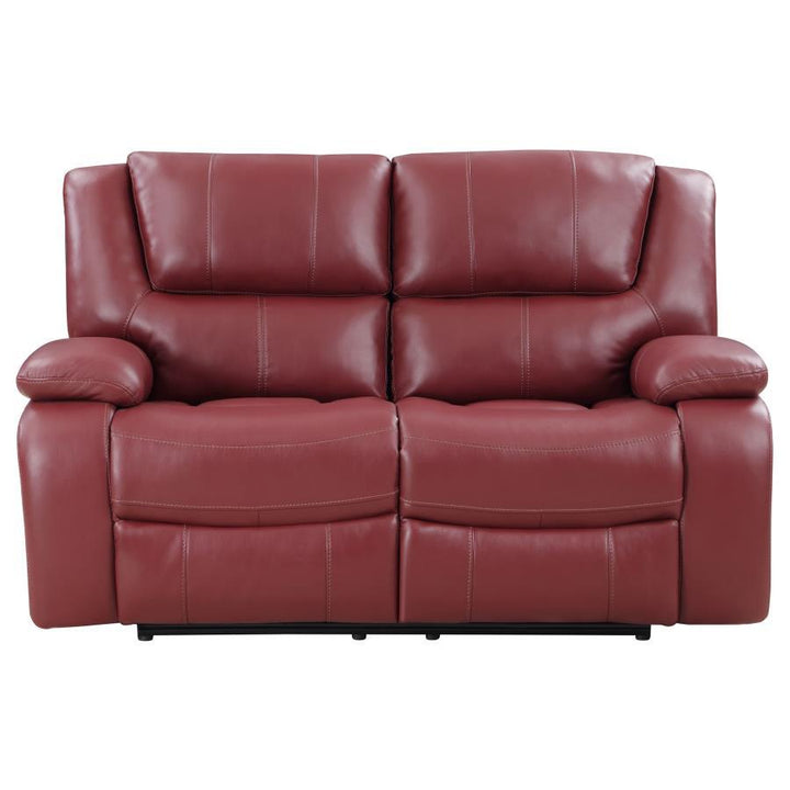 Camila - Upholstered Motion Reclining Loveseat - Red Reclining Loveseat modern furniture Contempo Furniture