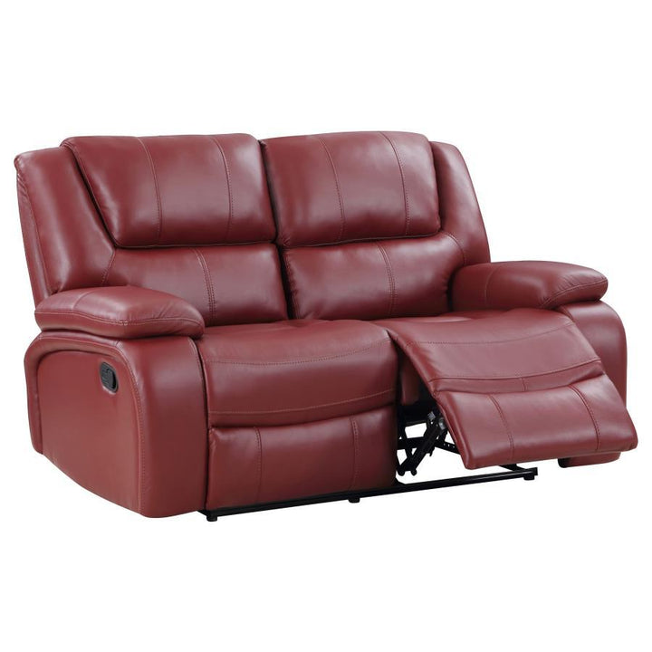 Camila - Upholstered Motion Reclining Loveseat - Red Reclining Loveseat modern furniture Contempo Furniture