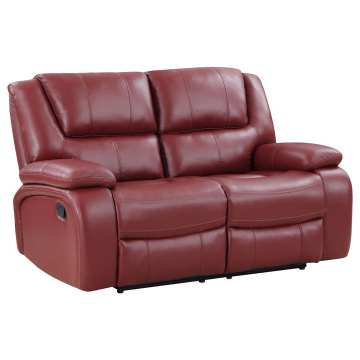 Camila - Upholstered Motion Reclining Loveseat - Red Reclining Loveseat modern furniture Contempo Furniture