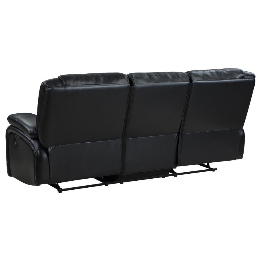 Camila - Upholstered Motion Reclining Sofa - Black Reclining Sofa modern furniture Contempo Furniture