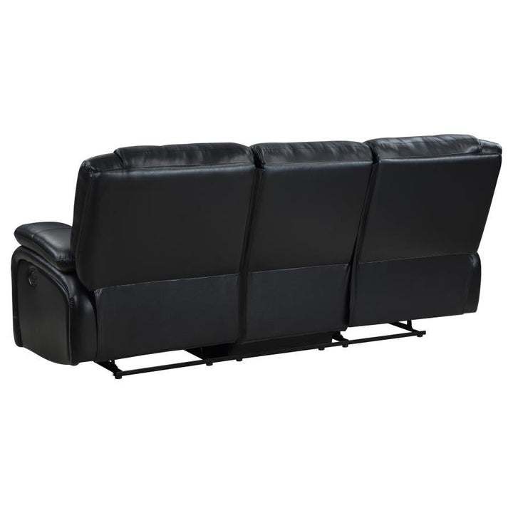 Camila - Upholstered Motion Reclining Sofa - Black Reclining Sofa modern furniture Contempo Furniture