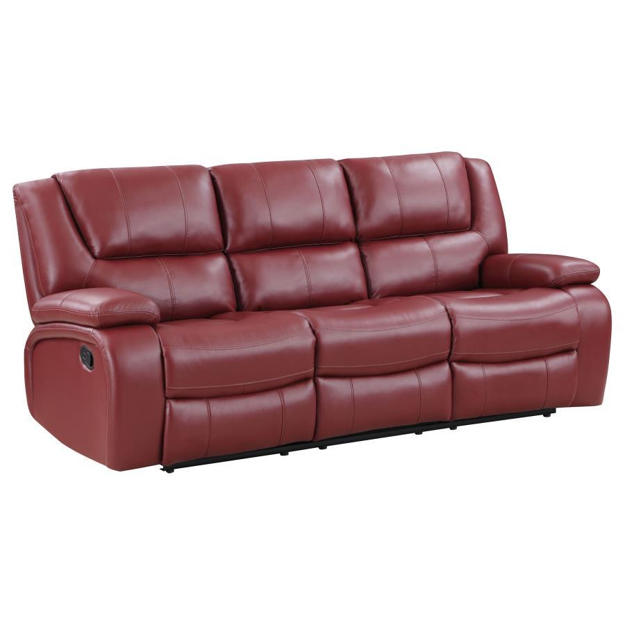 Camila - Upholstered Motion Reclining Sofa - Red Reclining Sofa modern furniture Contempo Furniture