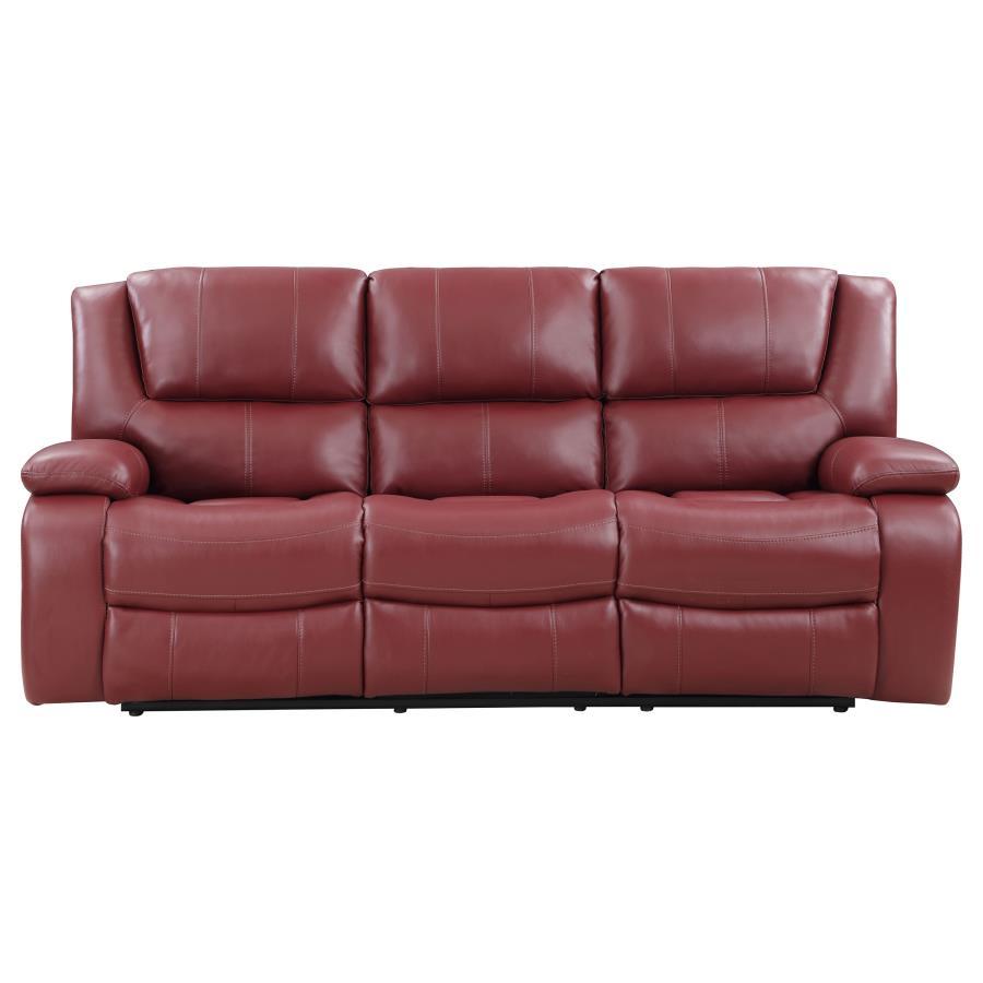 Camila - Upholstered Motion Reclining Sofa - Red Reclining Sofa modern furniture Contempo Furniture