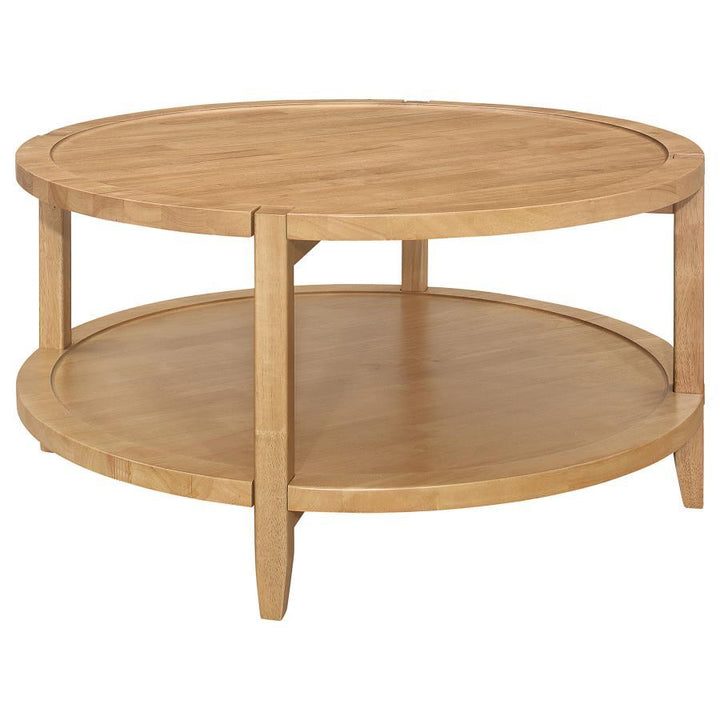 Camillo - 3 Piece Round Coffee And End Table Set - Maple Table Set modern furniture Contempo Furniture