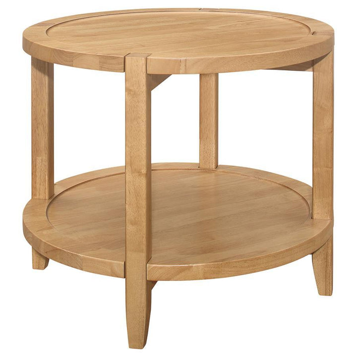 Camillo - 3 Piece Round Coffee And End Table Set - Maple Table Set modern furniture Contempo Furniture
