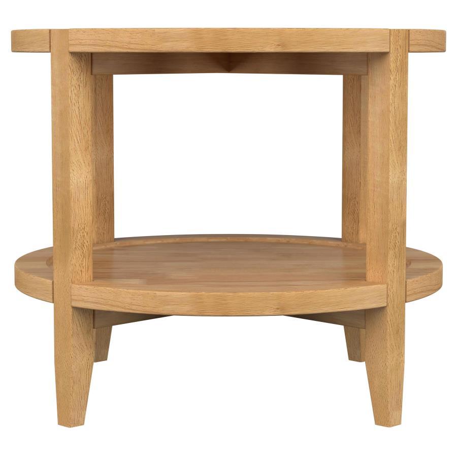 Camillo - 3 Piece Round Coffee And End Table Set - Maple Table Set modern furniture Contempo Furniture