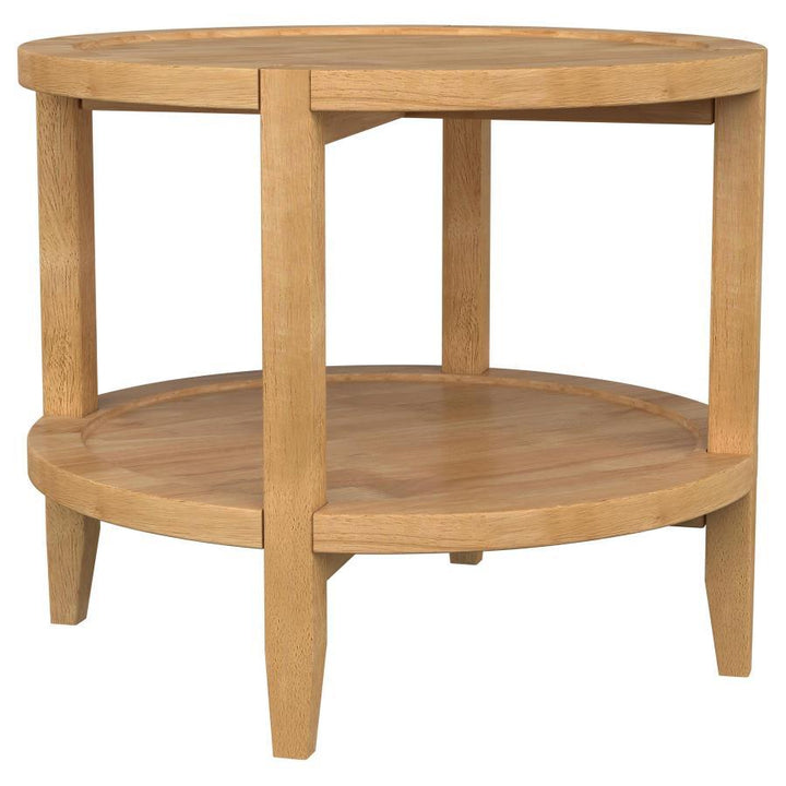 Camillo - 3 Piece Round Coffee And End Table Set - Maple Table Set modern furniture Contempo Furniture