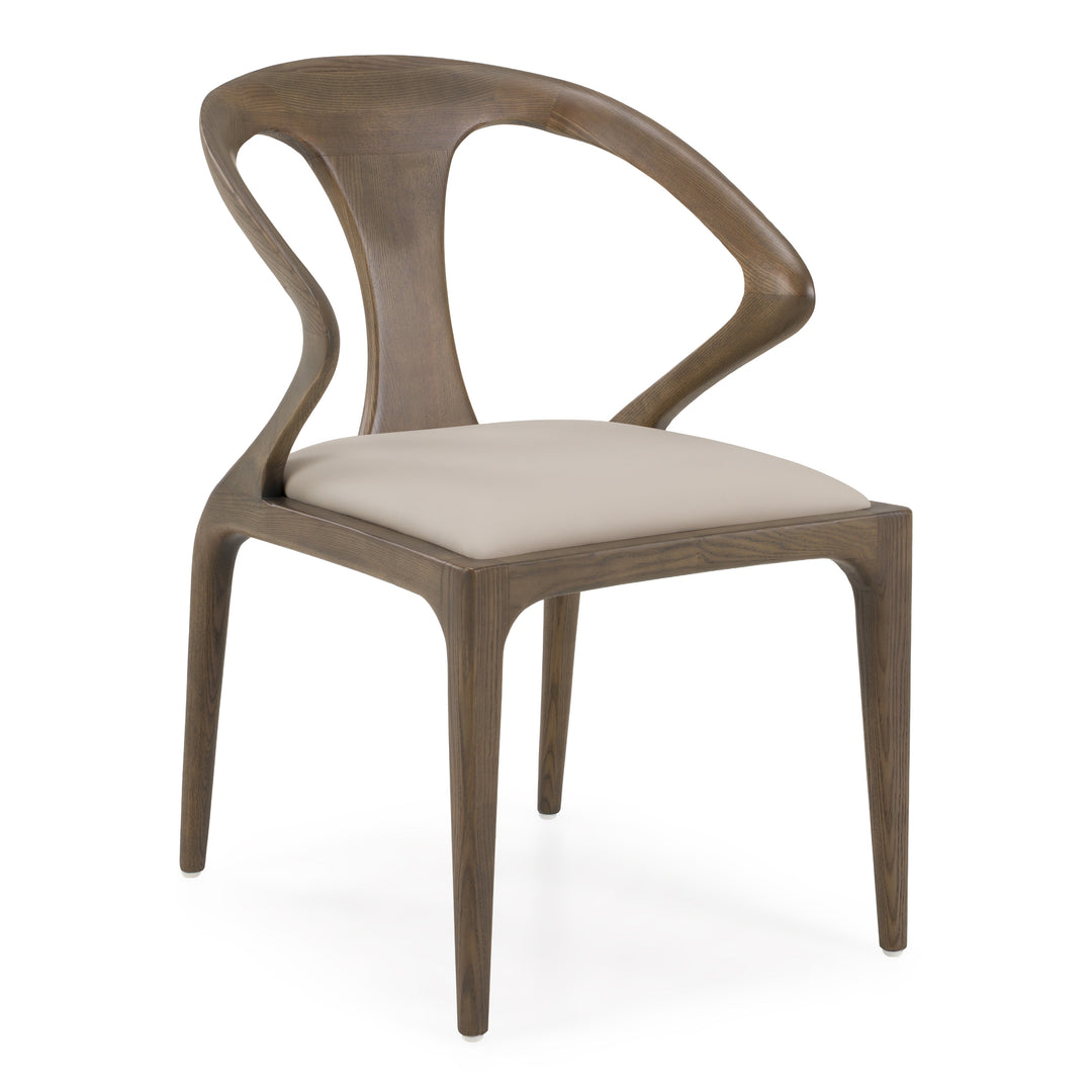 Campbell - Mid-Century Modern Grey Leatherette & Grey Ash Dining Chair