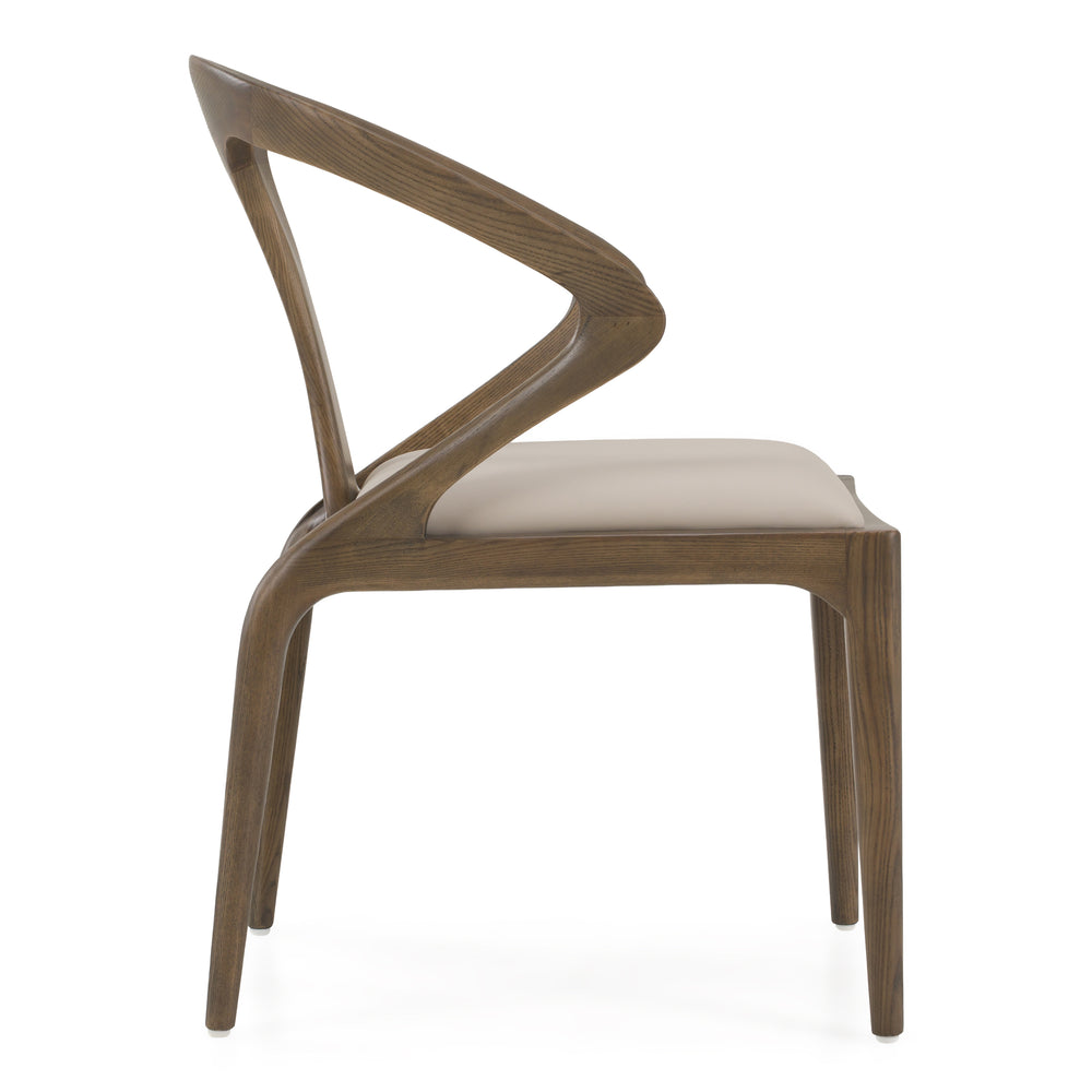 Campbell - Mid-Century Modern Grey Leatherette & Grey Ash Dining Chair - View 2