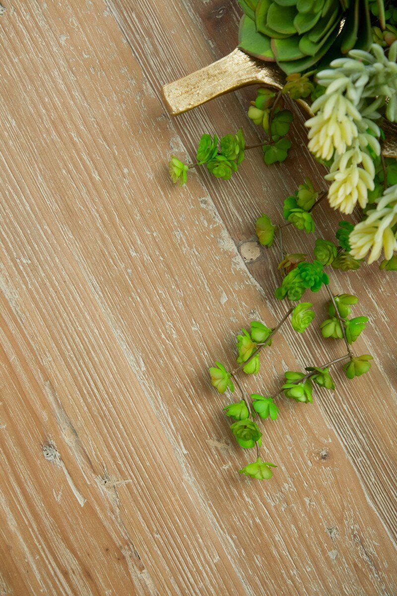 Canal Extension Dining Table - Smoke Gray Pine, Brushed Gold Inlay Dining Table with Extension modern furniture Contempo Furniture