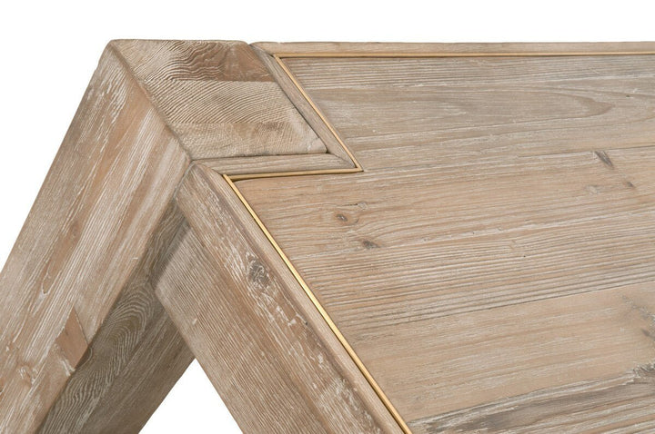 Canal Extension Dining Table - Smoke Gray Pine, Brushed Gold Inlay Dining Table with Extension modern furniture Contempo Furniture