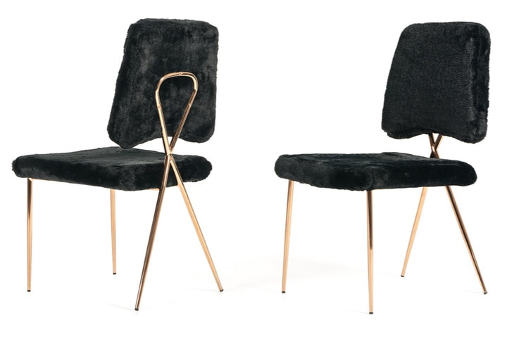 Candace - Modern Black Faux Fur Dining Chair 