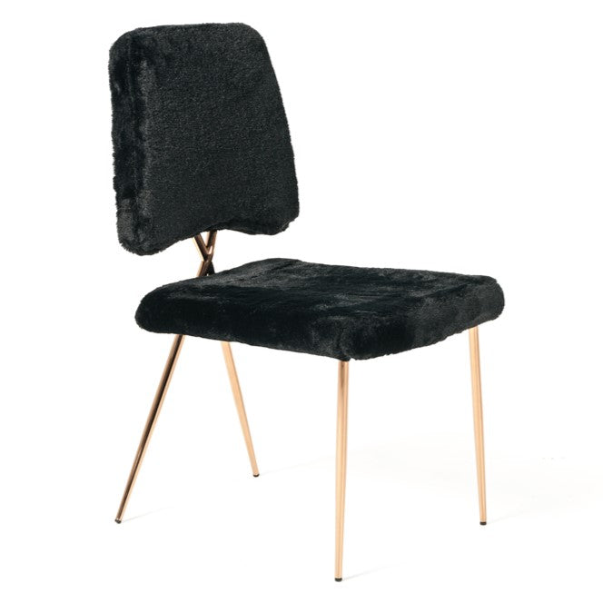 Candace - Modern Black Faux Fur Dining Chair (Set of 2)