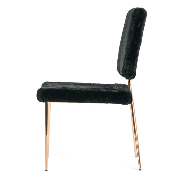 Candace - Modern Black Faux Fur Dining Chair (Set of 2)