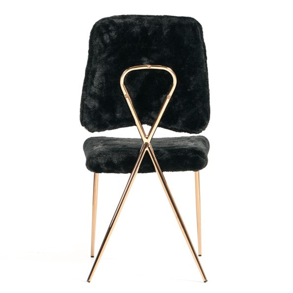 Candace - Modern Black Faux Fur Dining Chair (Set of 2)