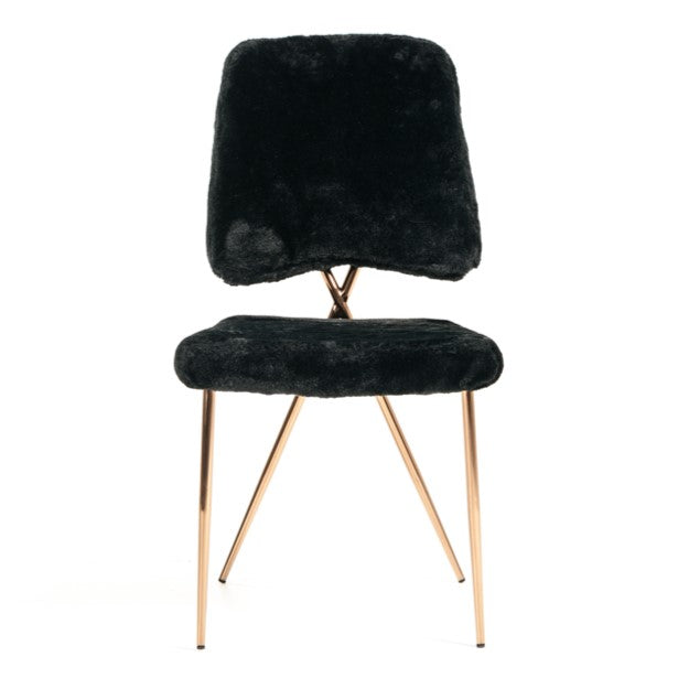 Candace - Modern Black Faux Fur Dining Chair 