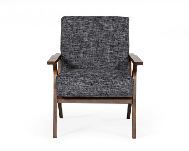 Candea - Mid-Century Walnut and Grey Accent Chair