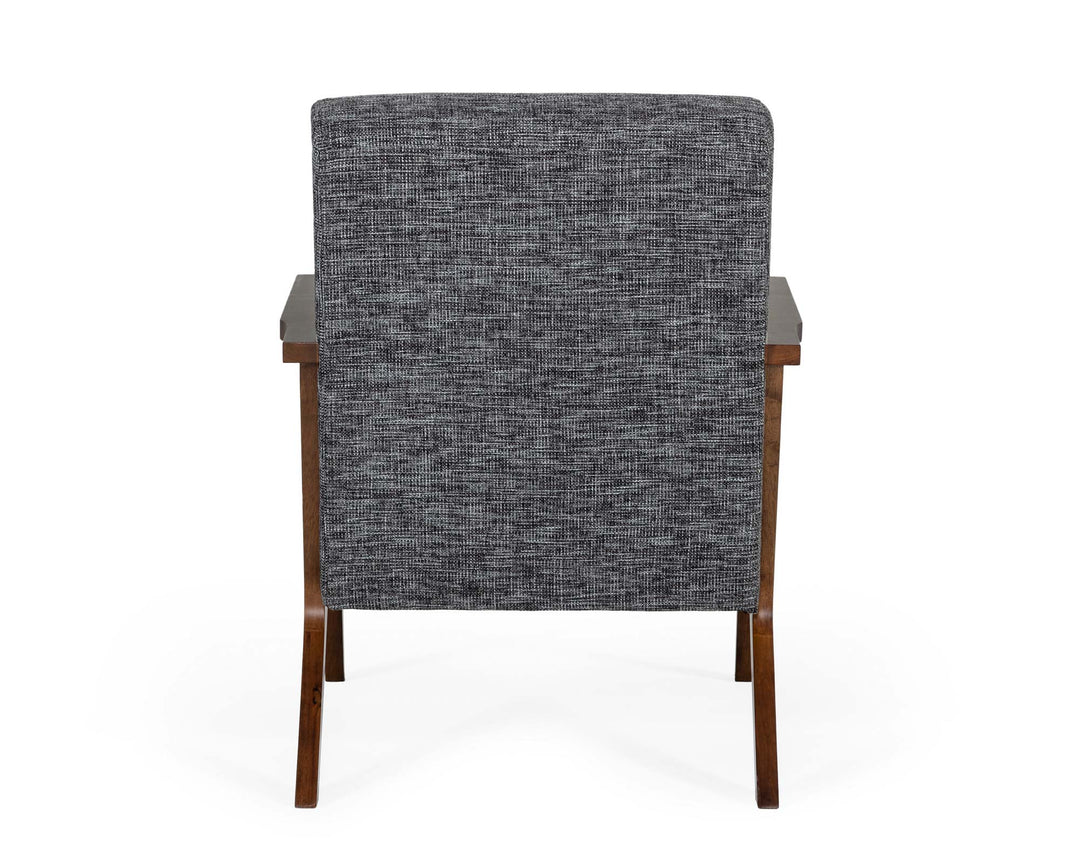 Candea  Mid-Century Walnut and Grey Accent Chair