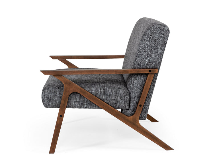 Candea  Mid-Century Walnut and Grey Accent Chair