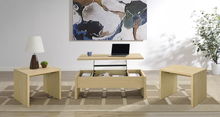 Canoga - 3 Piece Lift Top Cocktail Coffee Table Set - Light Oak Table Set modern furniture Contempo Furniture